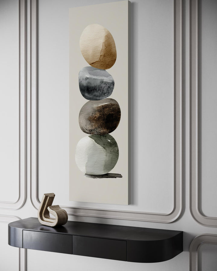 Vertical Zen Stacked Stones Canvas Wall Art