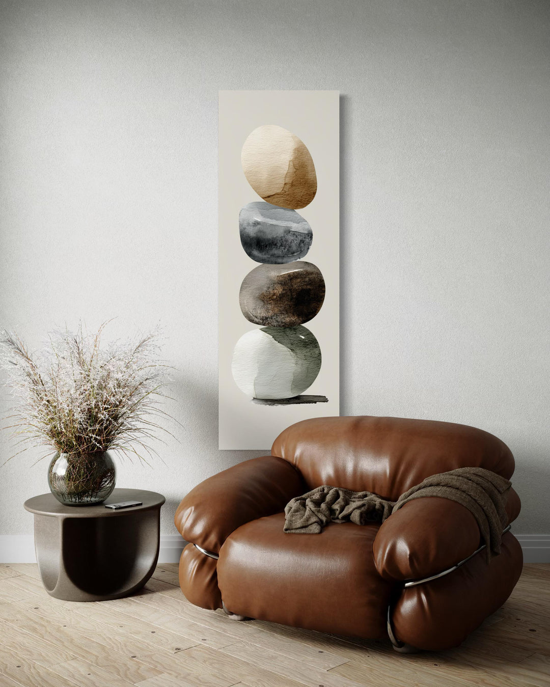 Vertical Zen Stacked Stones Canvas Wall Art