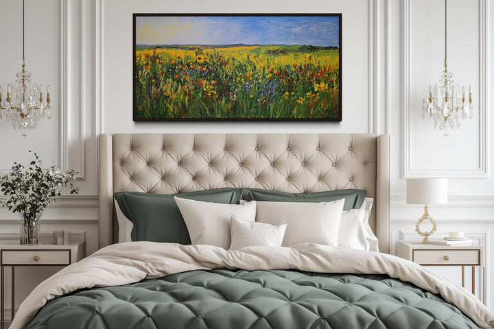 Vibrant Impressionist Wildflower Meadow Framed Canvas Wall Art