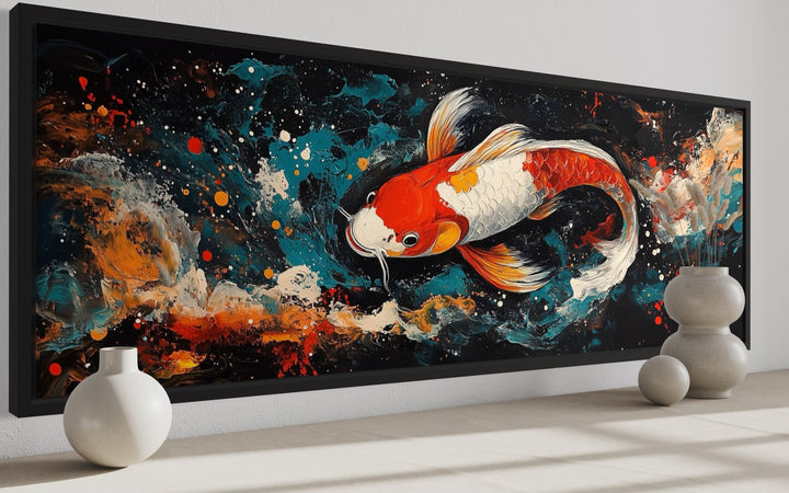 Vibrant Japanese Koi Canvas Print Zen Inspired Over Bed Wall Decor