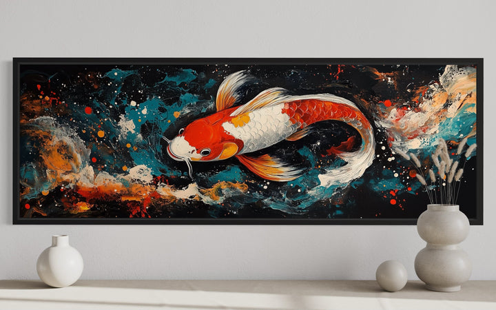 Vibrant Japanese Koi Canvas Print Zen Inspired Over Bed Wall Decor