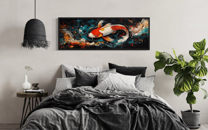 Vibrant Japanese Koi Canvas Print Zen Inspired Over Bed Wall Decor