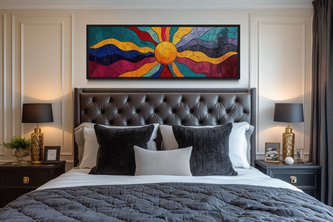 Vibrant Multicolored Sun Long Horizontal Canvas Wall Art