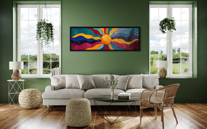 Vibrant Multicolored Sun Long Horizontal Canvas Wall Art