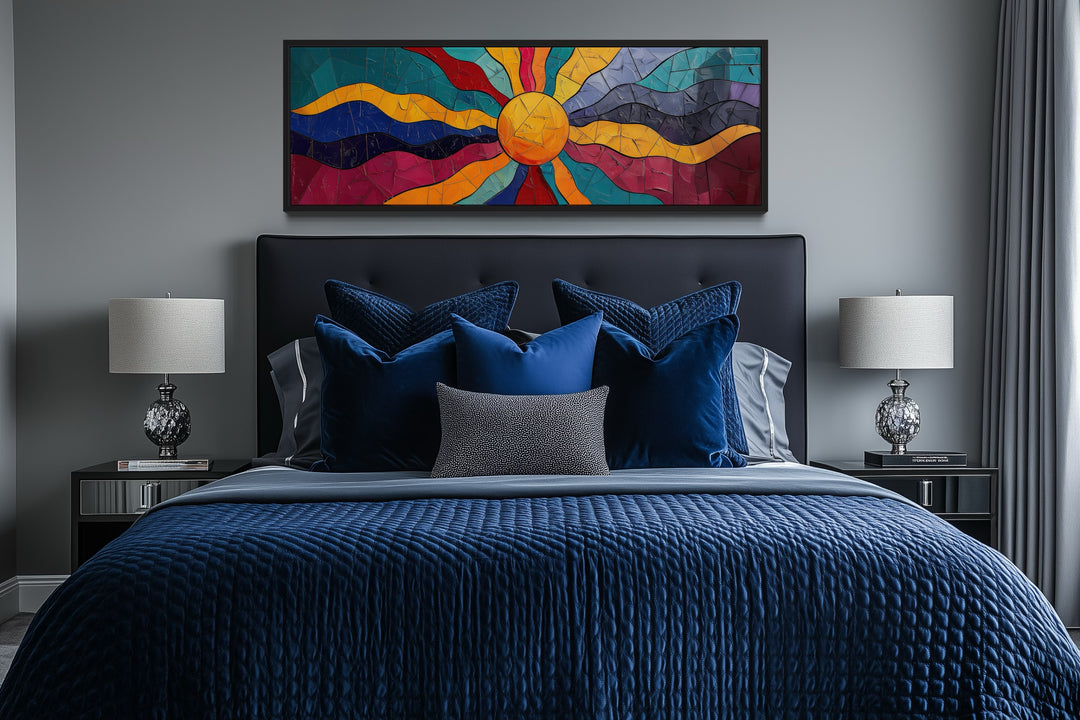 Vibrant Multicolored Sun Long Horizontal Canvas Wall Art