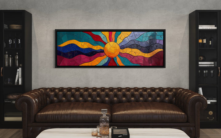 Vibrant Multicolored Sun Long Horizontal Canvas Wall Art