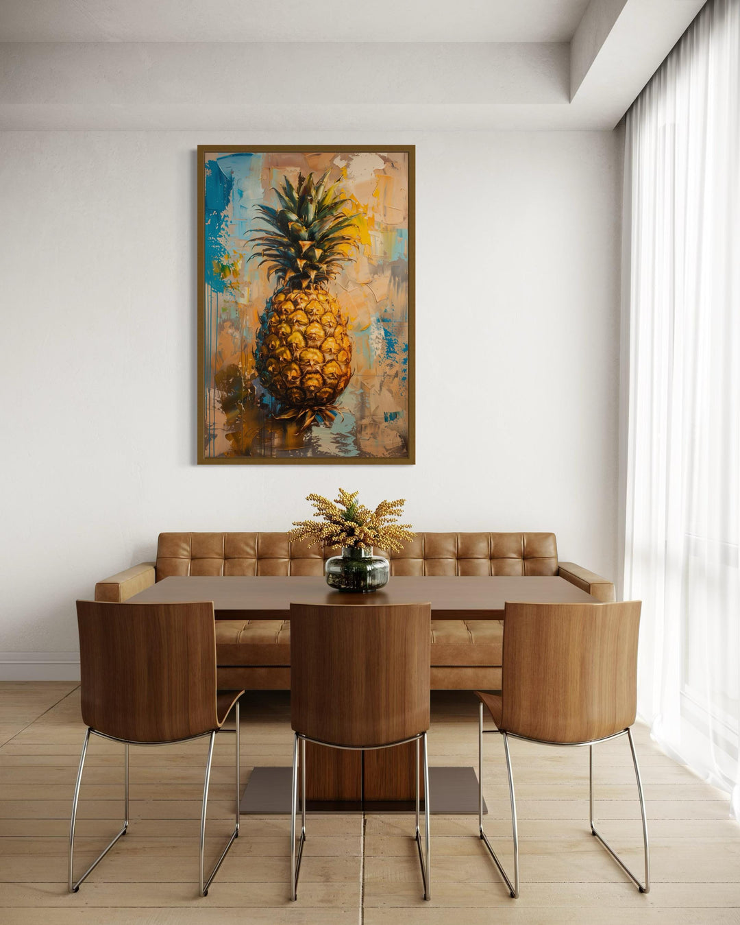 Vibrant Pineapple Abstract Painting Framed Canvas Wall Art