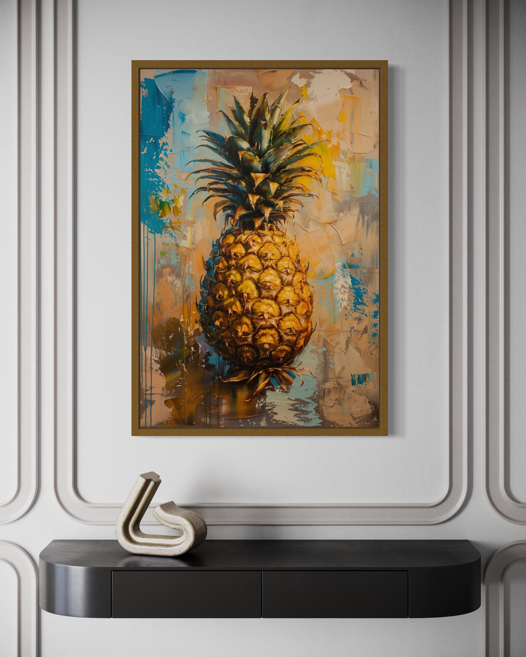 Vibrant Pineapple Abstract Painting Framed Canvas Wall Art