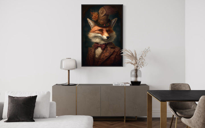 Victorian Fox Painting Gothic Framed Canvas Wall Art