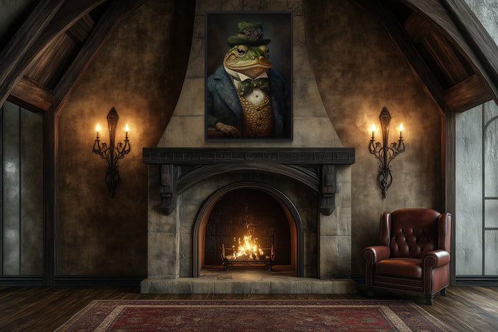 Victorian Toad Portrait Framed Canvas Wall Art