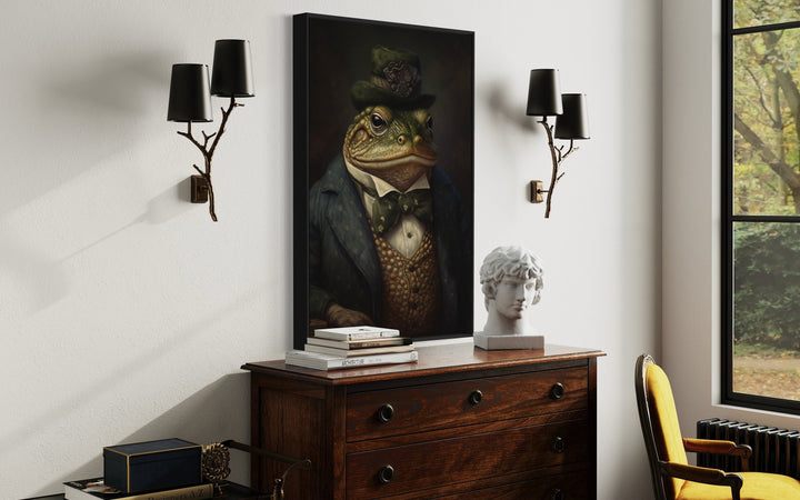 Victorian Toad Portrait Framed Canvas Wall Art