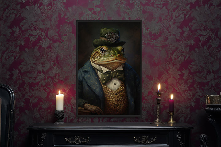 Victorian Toad Portrait Framed Canvas Wall Art