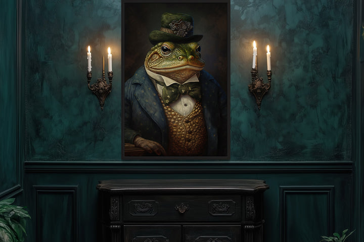 Victorian Toad Portrait Framed Canvas Wall Art