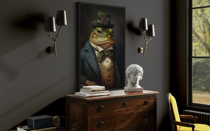 Victorian Toad Portrait Framed Canvas Wall Art