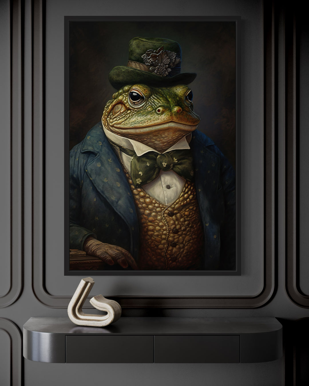 Victorian Toad Portrait Framed Canvas Wall Art