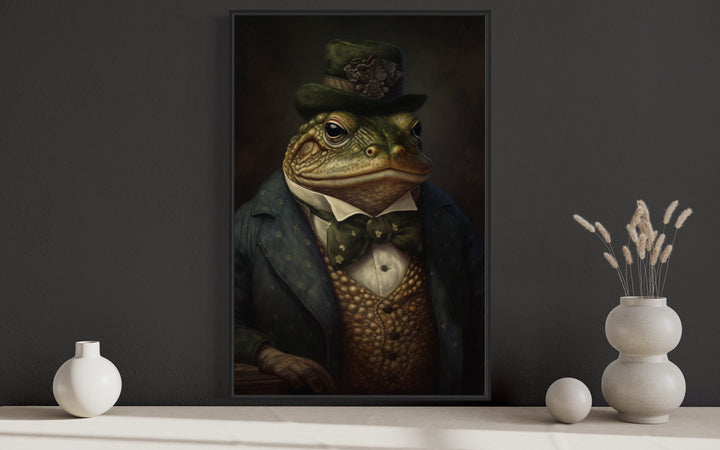 Victorian Toad Portrait Framed Canvas Wall Art