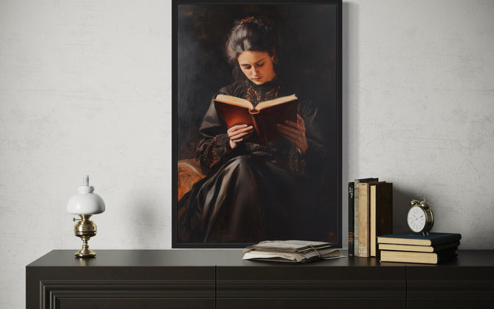 Victorian Woman Reading A Book Dark Academia Wall Art