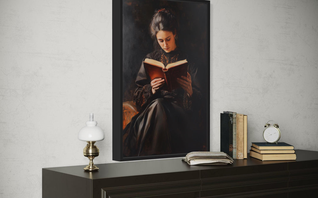 Victorian Woman Reading A Book Dark Academia Wall Art