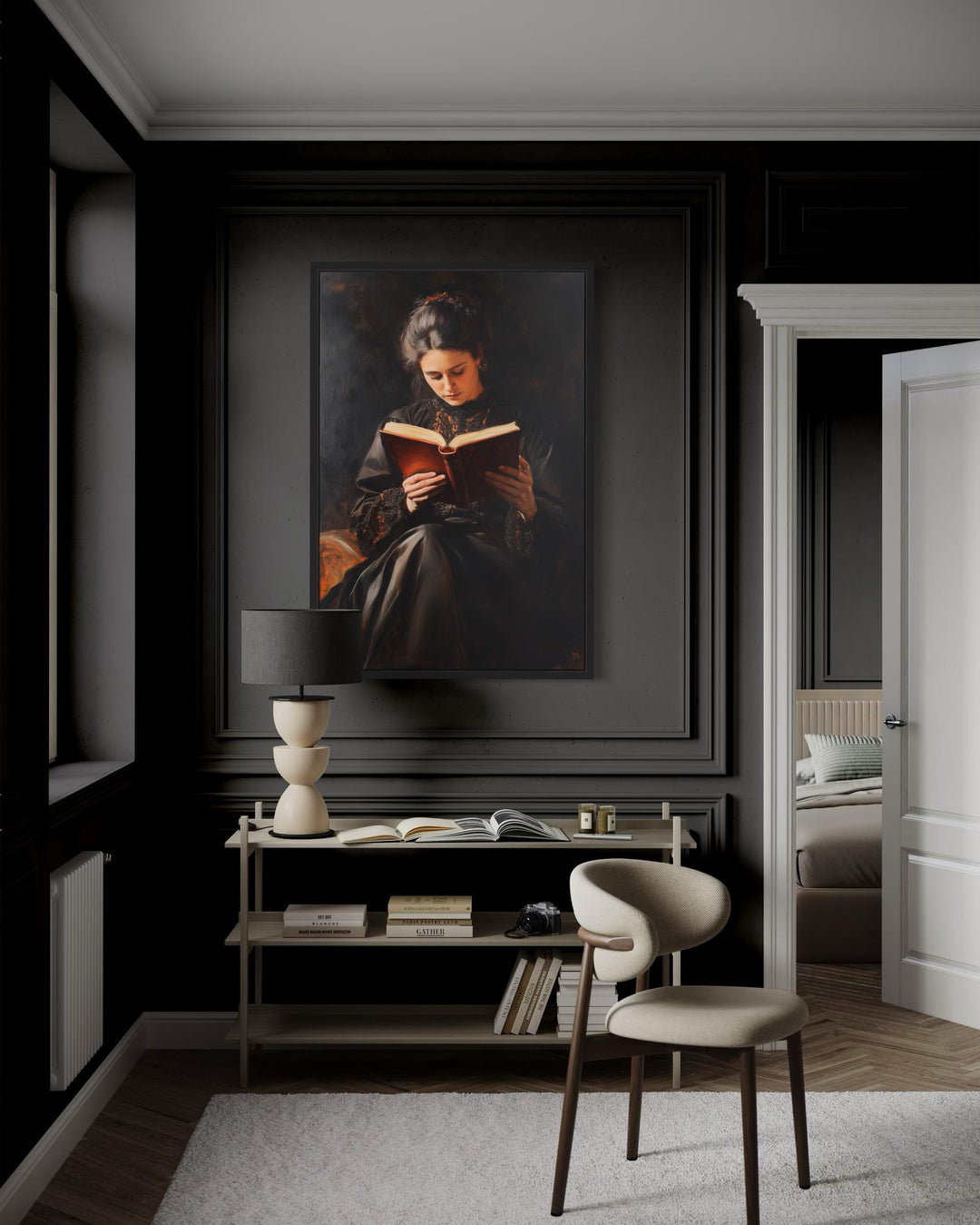 Victorian Woman Reading A Book Dark Academia Wall Art