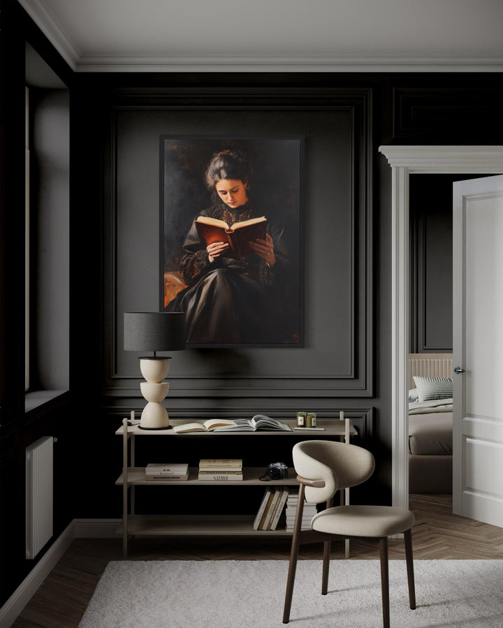 Victorian Woman Reading A Book Dark Academia Wall Art