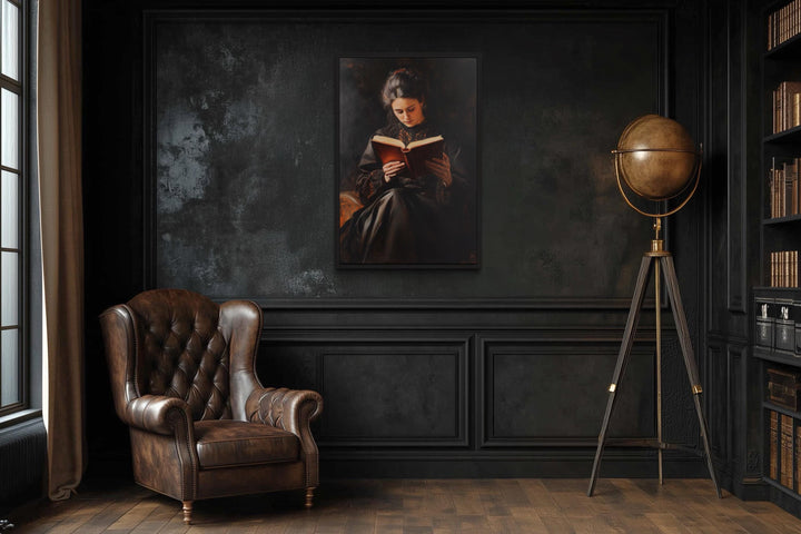 Victorian Woman Reading A Book Dark Academia Wall Art