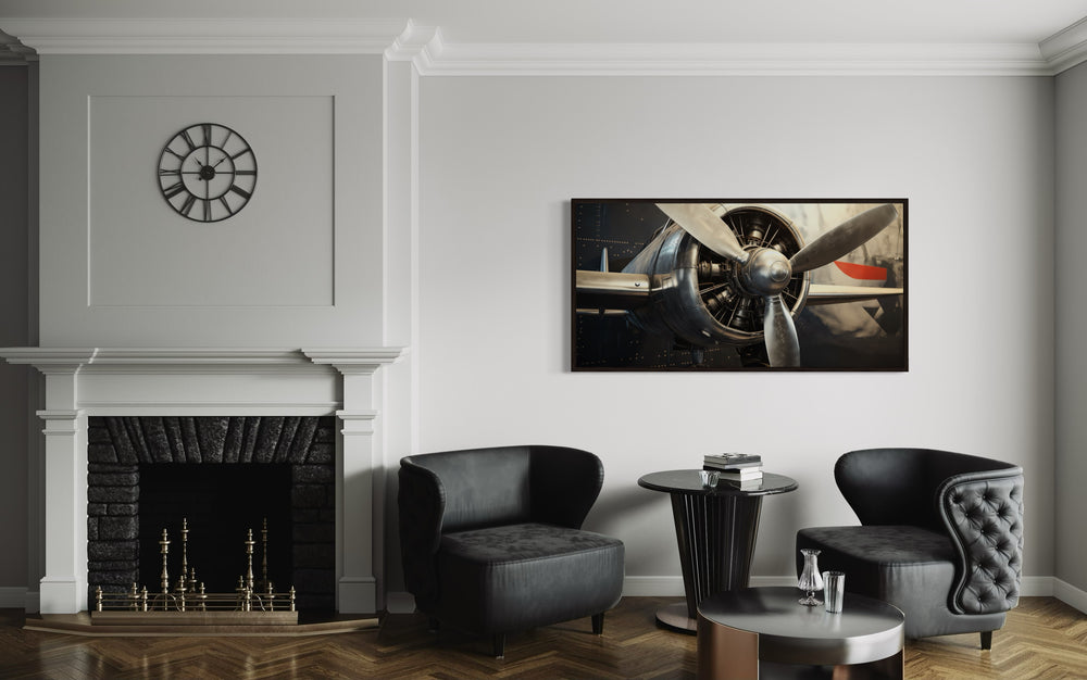 Vintage Airplane Propeller Framed Canvas Wall Art