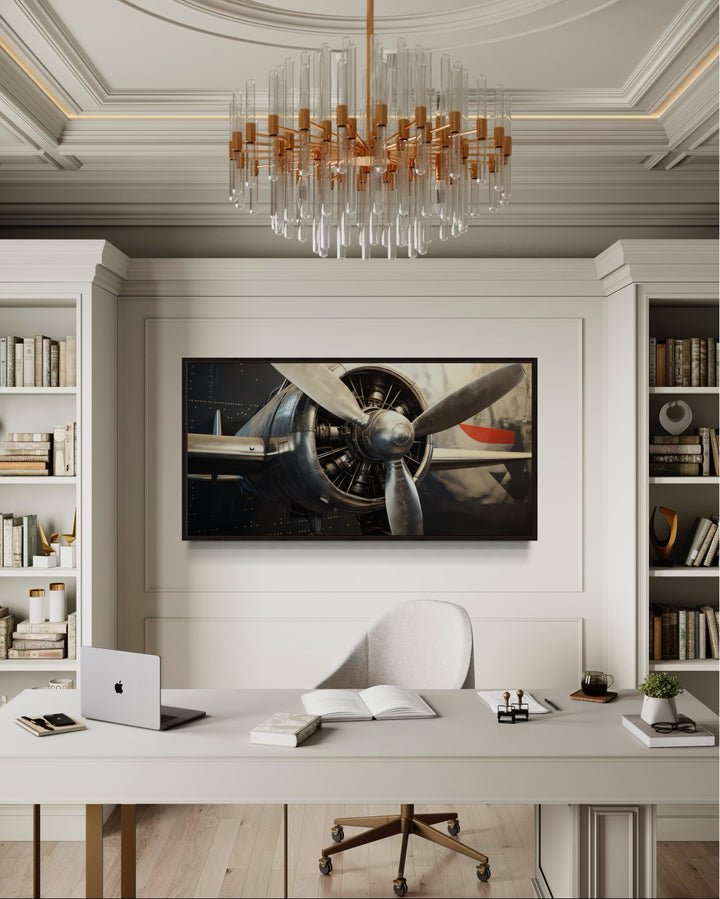Vintage Airplane Propeller Framed Canvas Wall Art