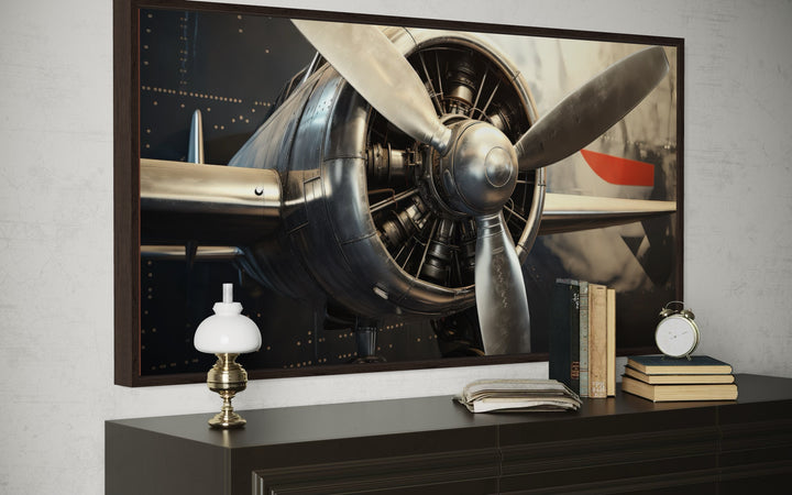 Vintage Airplane Propeller Framed Canvas Wall Art