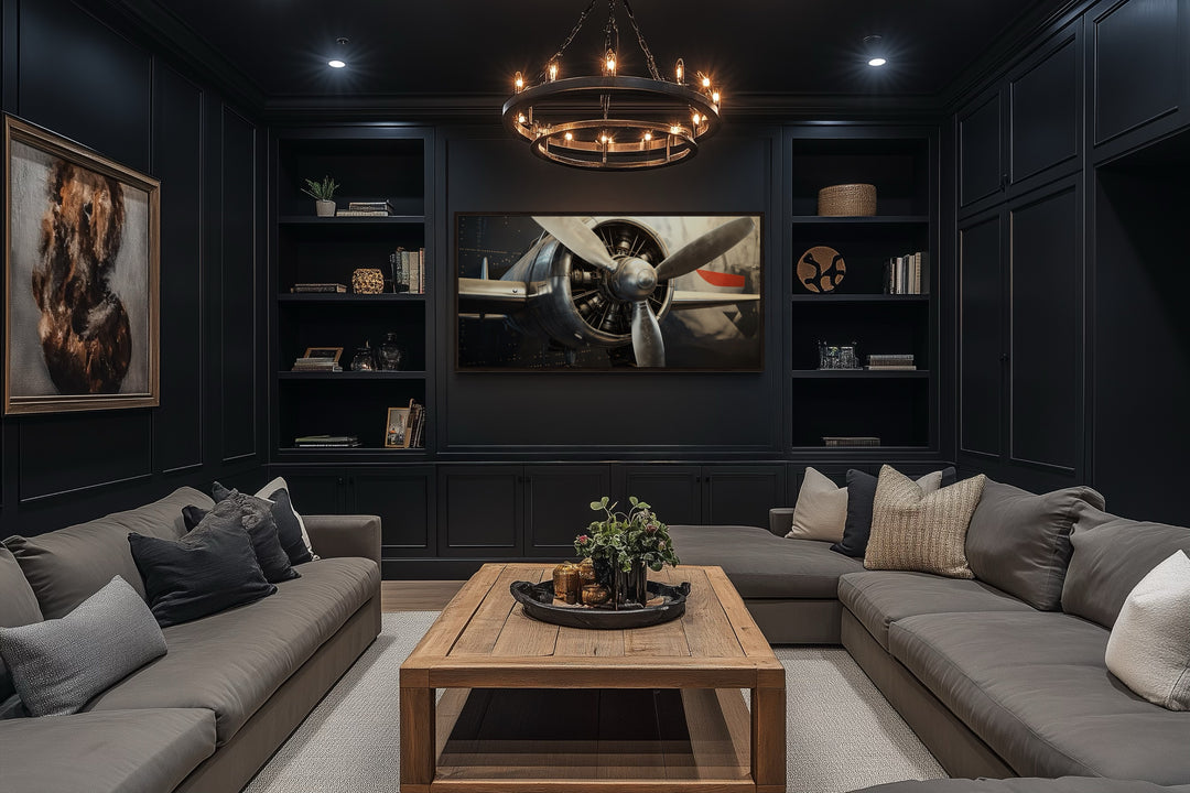 Vintage Airplane Propeller Framed Canvas Wall Art