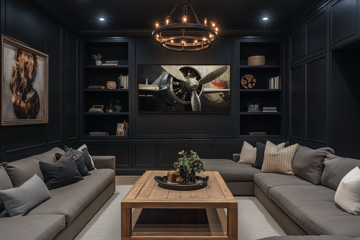Vintage Airplane Propeller Framed Canvas Wall Art
