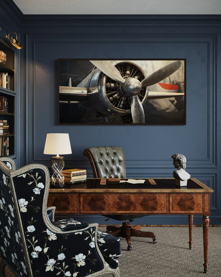 Vintage Airplane Propeller Framed Canvas Wall Art