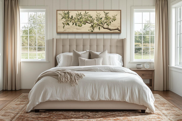 Vintage Apple Tree Branch Horizontal Neutral Framed Canvas Wall Art