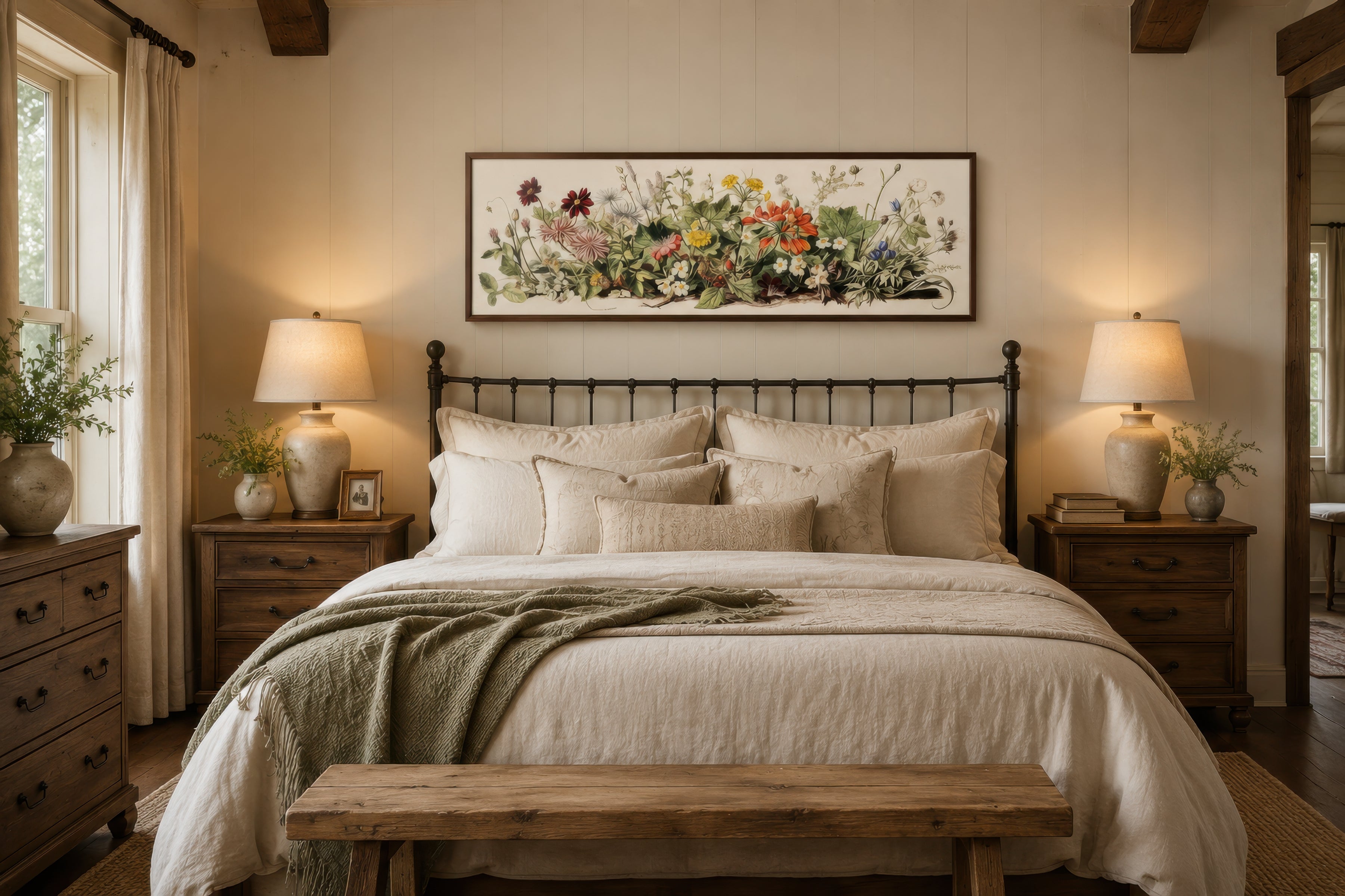 Vintage Wildflower Watercolor Wall Art for Bedroom – Wall Decor