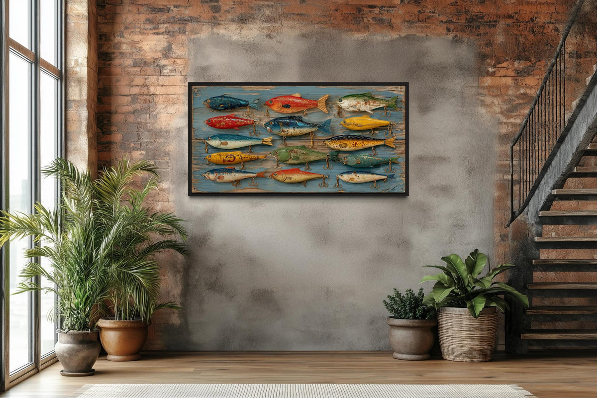 diy fishing lure wall dwcore Vintage Lures Canvas Art Color:022 Royal Shad Great gift for anglers Eyoyo Underwater Fishing Camera reef fishing