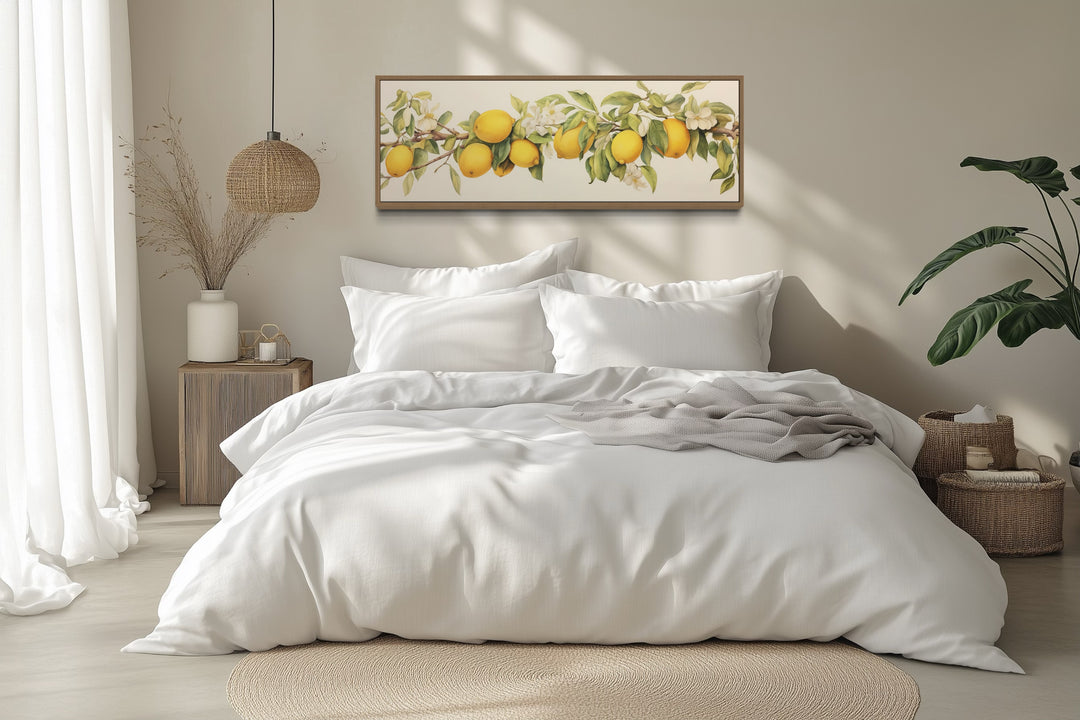 Vintage Lemon Tree Panoramic Framed Canvas Wall Art