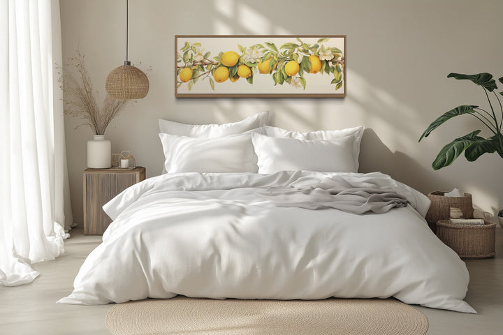 Vintage Lemon Tree Panoramic Framed Canvas Wall Art