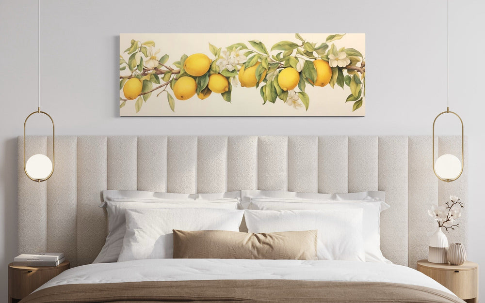 Vintage Lemon Tree Panoramic Framed Canvas Wall Art