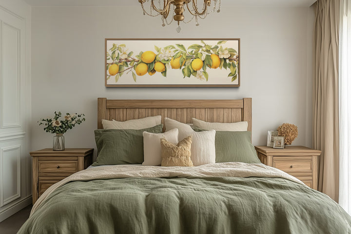 Vintage Lemon Tree Panoramic Framed Canvas Wall Art