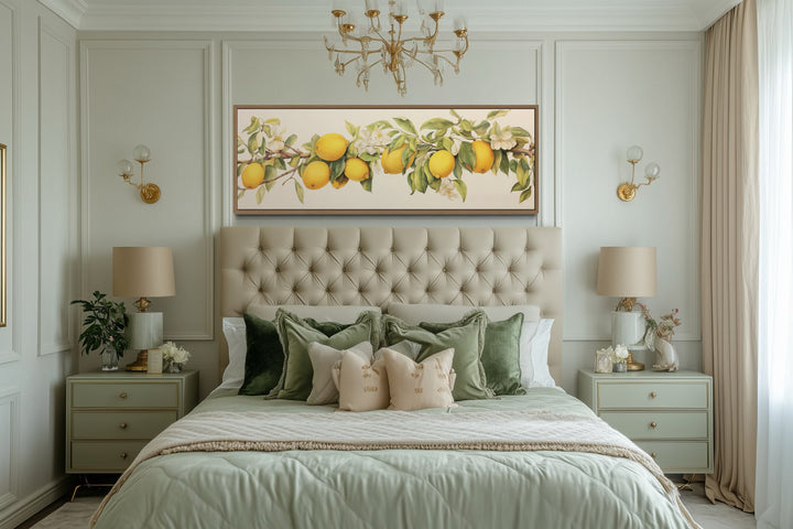 Vintage Lemon Tree Panoramic Framed Canvas Wall Art
