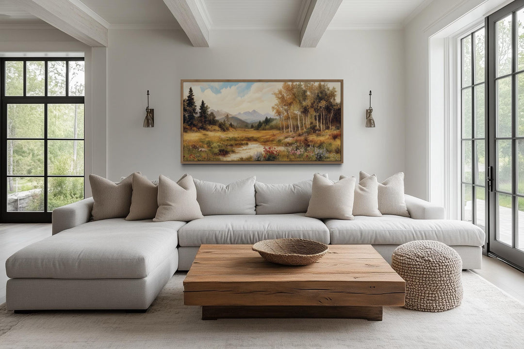 Vintage Pastoral Nature Landscape Framed Canvas Wall Art