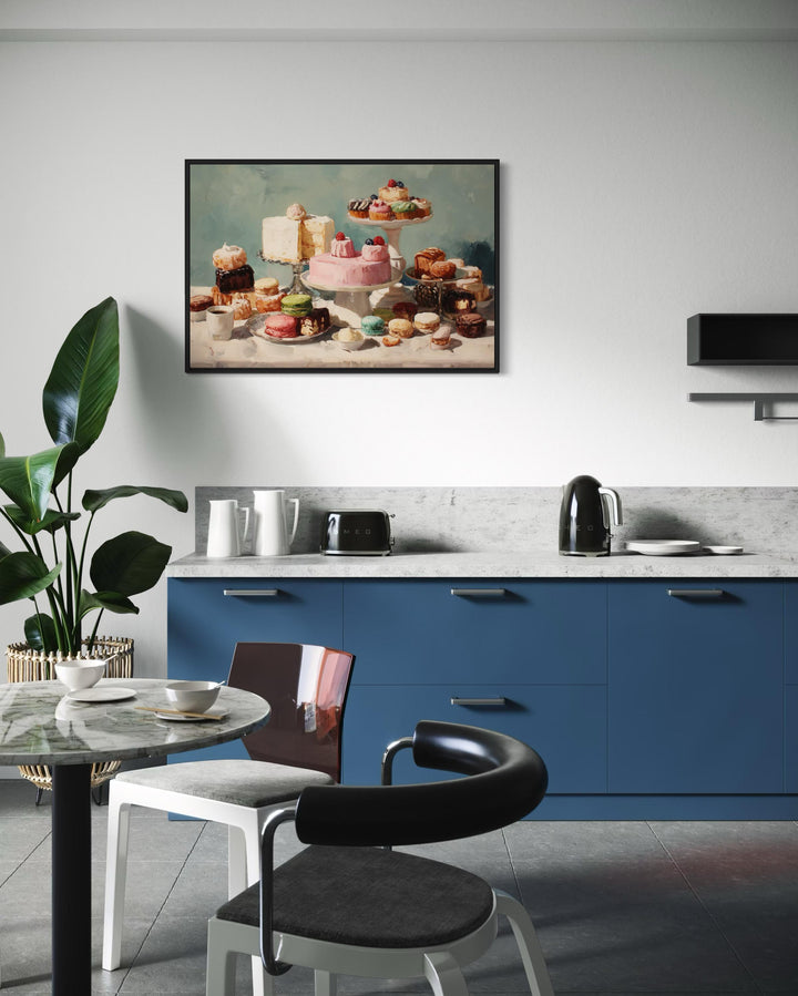 Vintage Pastry Dessert Table With Cakes Macarons And Sweets Wall Art