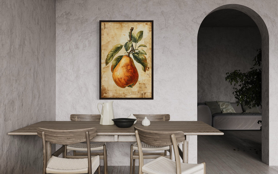 Vintage Pear Painting Framed Fruit Canvas Wall Art For Kitchen