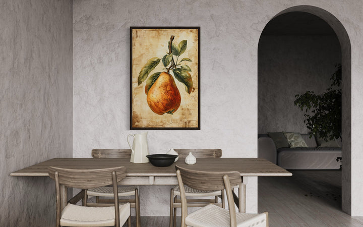 Vintage Pear Painting Framed Fruit Canvas Wall Art For Kitchen