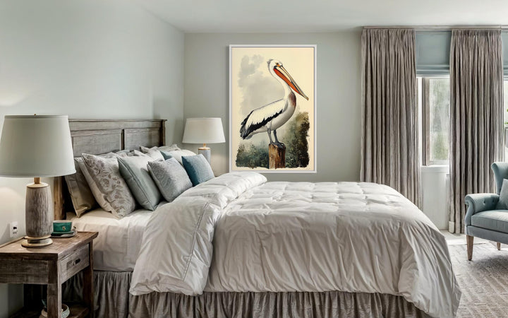 Vintage Pelican Framed Canvas Wall Art