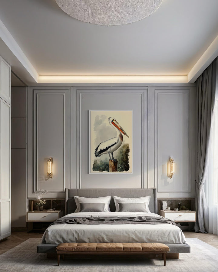Vintage Pelican Framed Canvas Wall Art