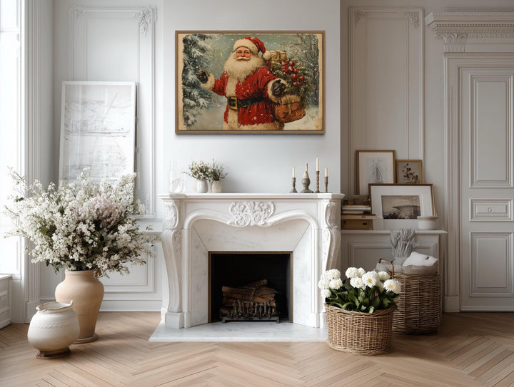 Vintage Santa Claus Christmas Canvas Wall Art