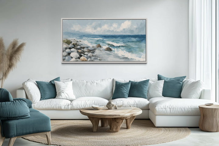 Vintage Seascape Painting Coastal Framed Canvas Wall Art