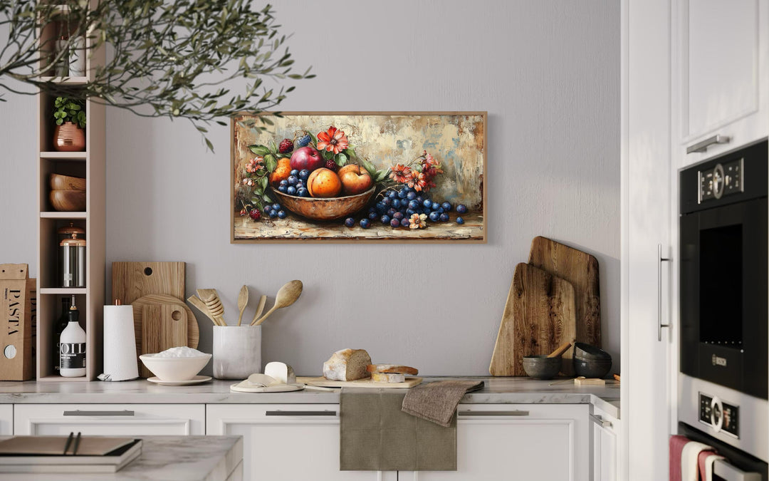 Vintage Still Life Fruit Bowl Framed Canvas Wall Art