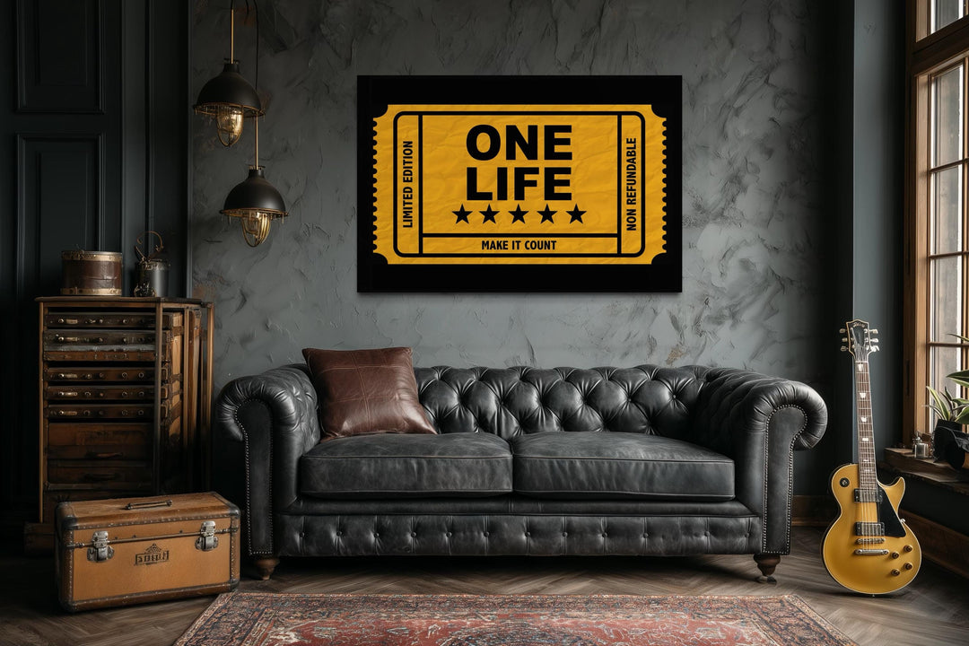 Vintage Ticket Wall Art - Motivational Canvas Print With Bold Typography | Decor For Men