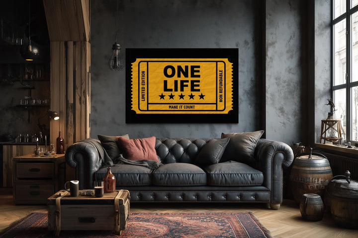 Vintage Ticket Wall Art - Motivational Canvas Print With Bold Typography | Decor For Men